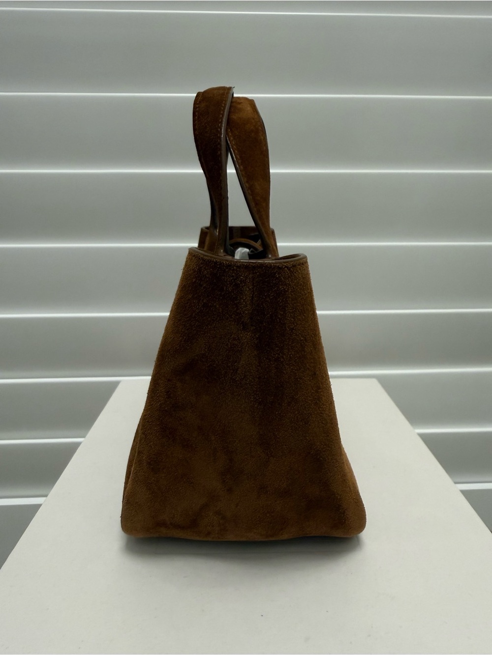 Saint Laurent Brown Suede Tote with Gold YSL Emblem - Picture 5 of 11